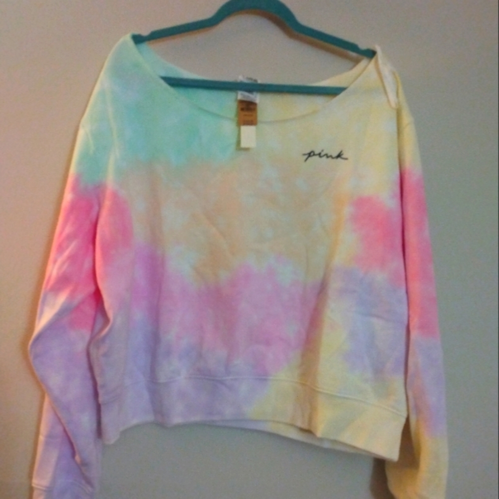 PINK by Victoria Secret wide neck tye dye sweat shirt XXL